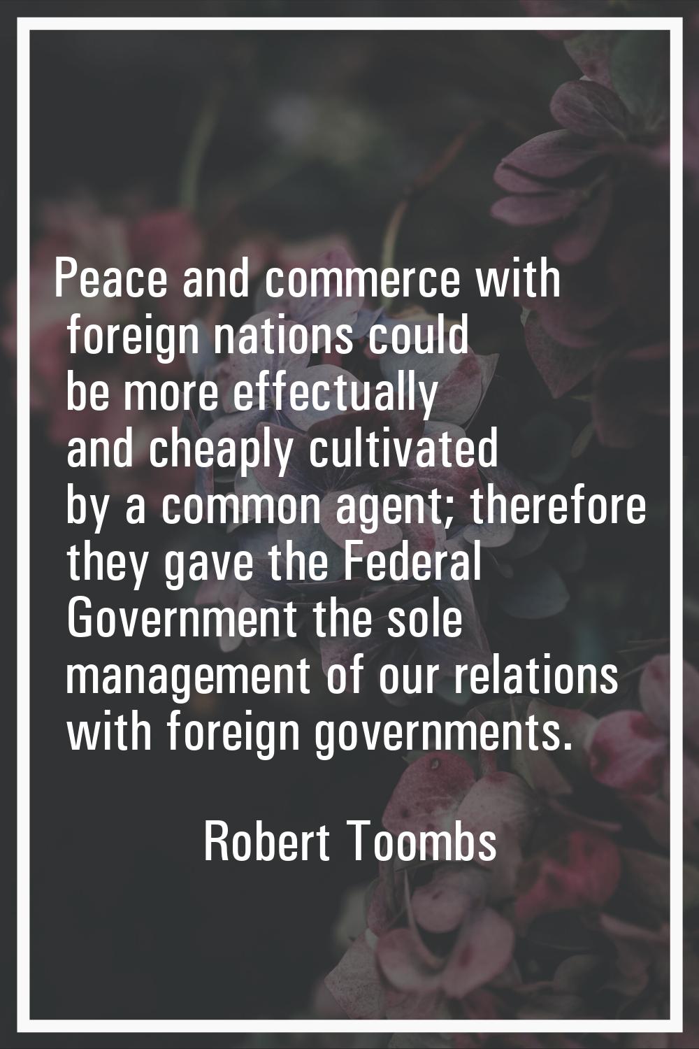 Peace and commerce with foreign nations could be more effectually and cheaply cultivated by a commo