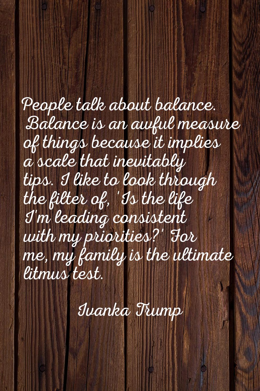 People talk about balance. Balance is an awful measure of things because it implies a scale that in