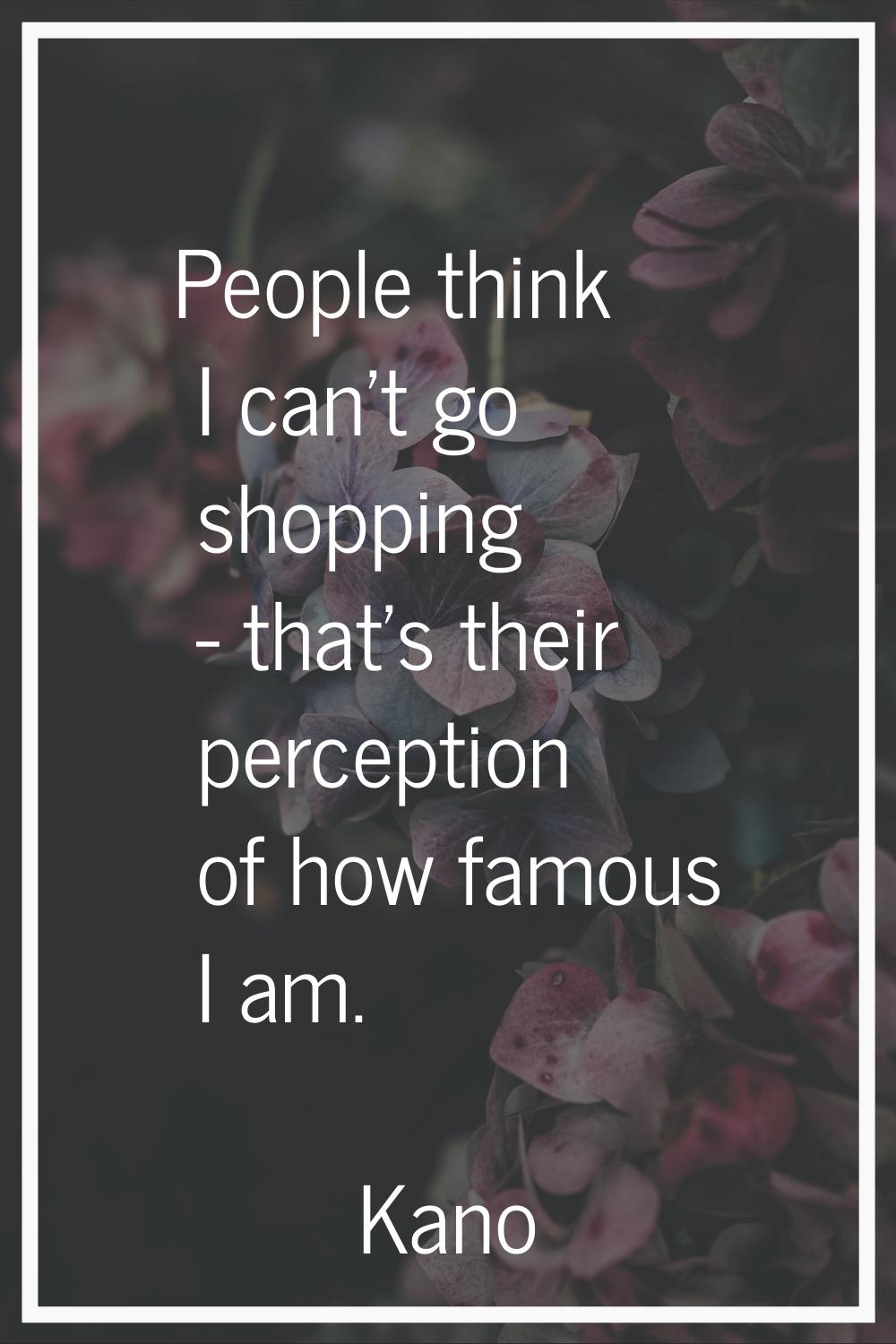 People think I can't go shopping - that's their perception of how famous I am.