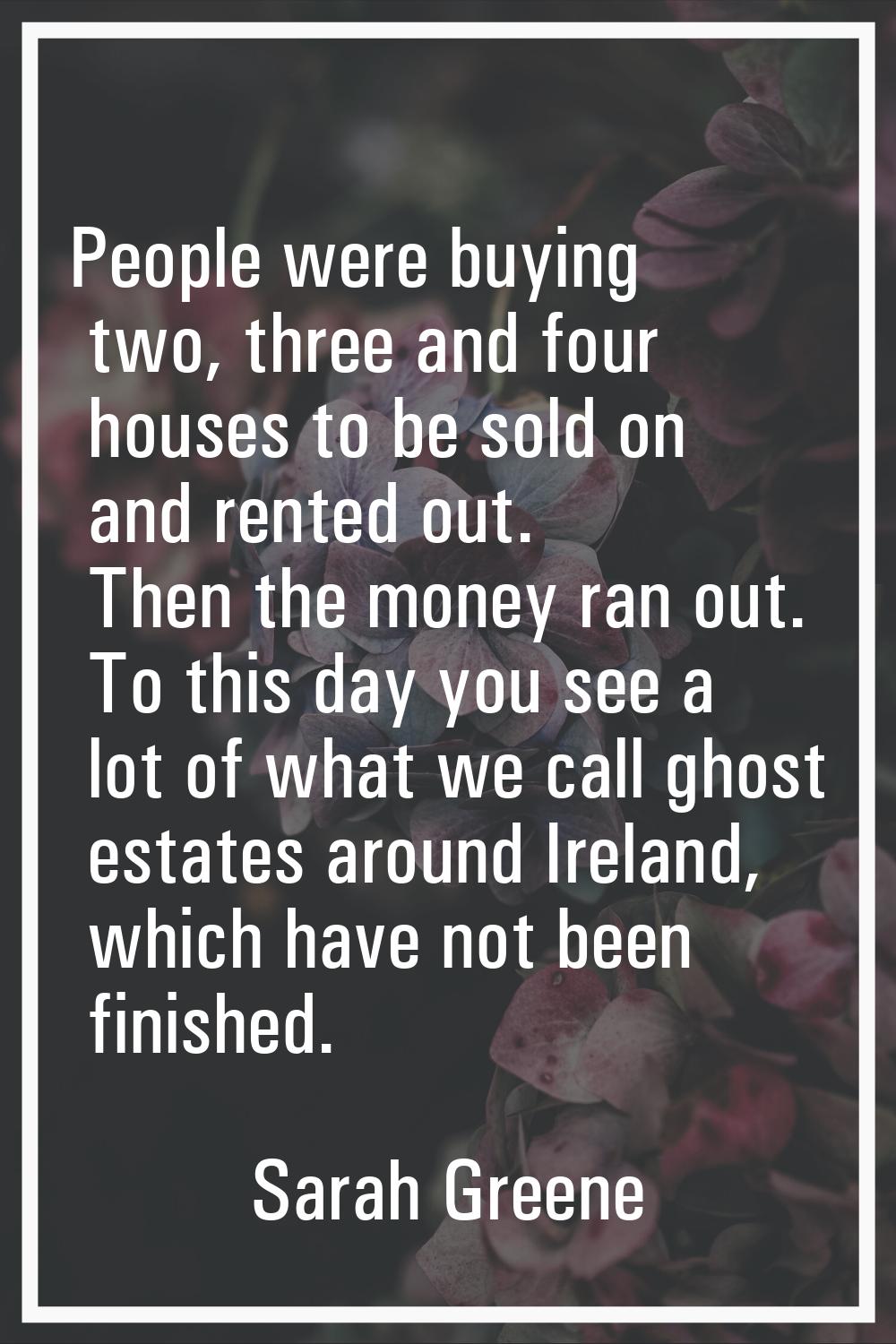 People were buying two, three and four houses to be sold on and rented out. Then the money ran out.