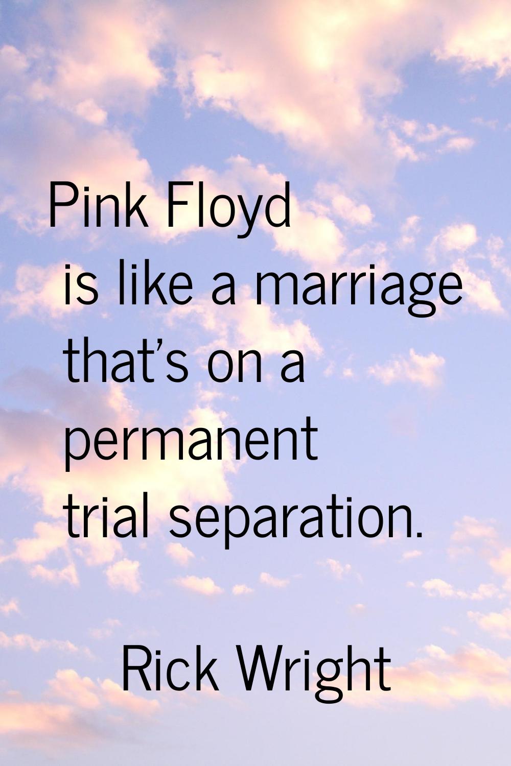 Pink Floyd is like a marriage that's on a permanent trial separation.