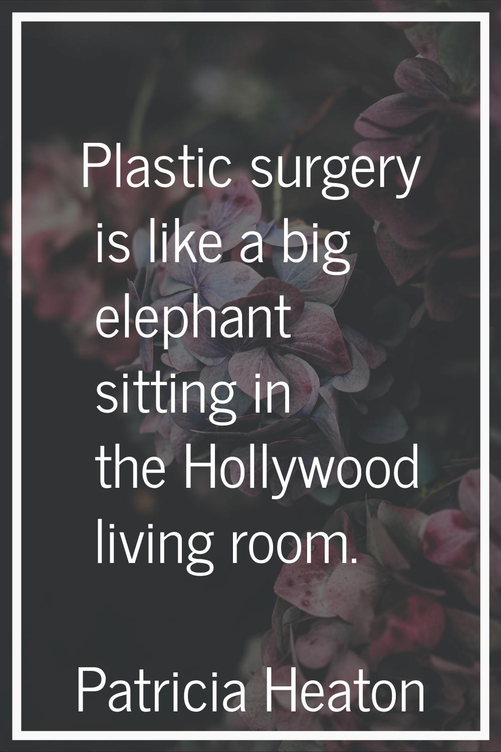 Plastic surgery is like a big elephant sitting in the Hollywood living room.