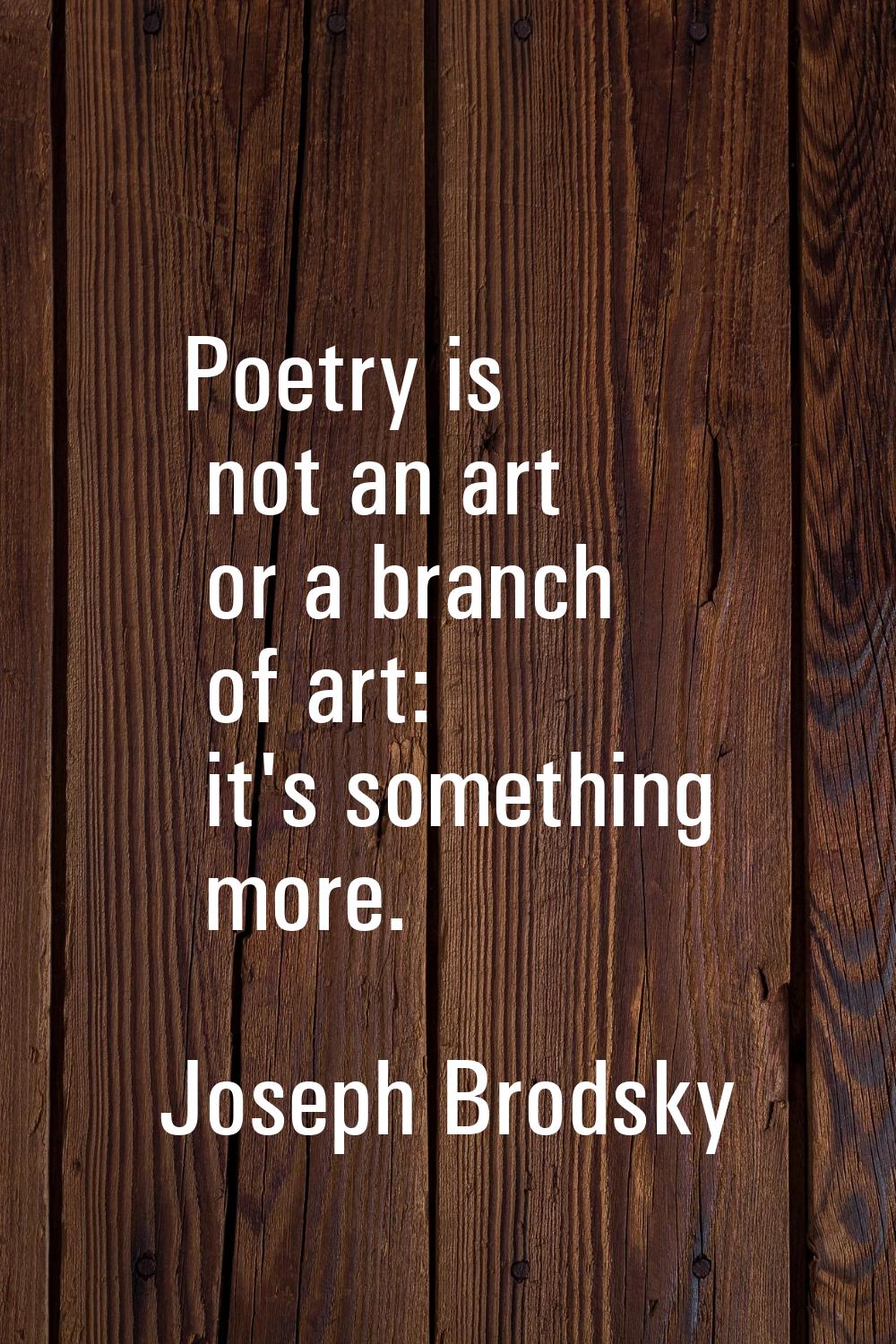 Poetry is not an art or a branch of art: it's something more.