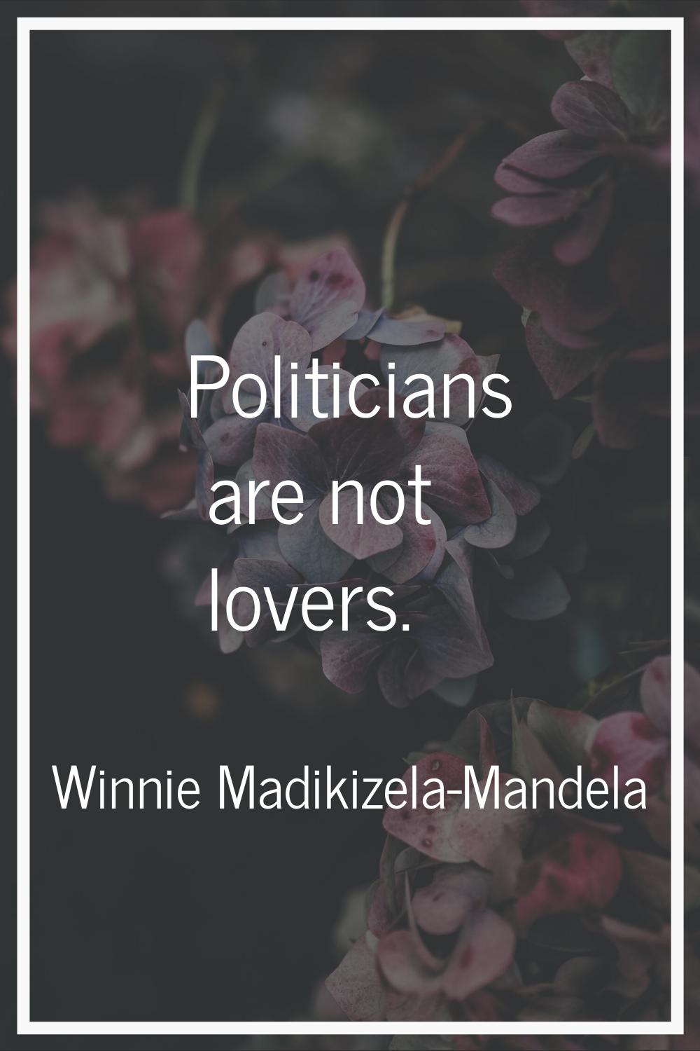 Politicians are not lovers.