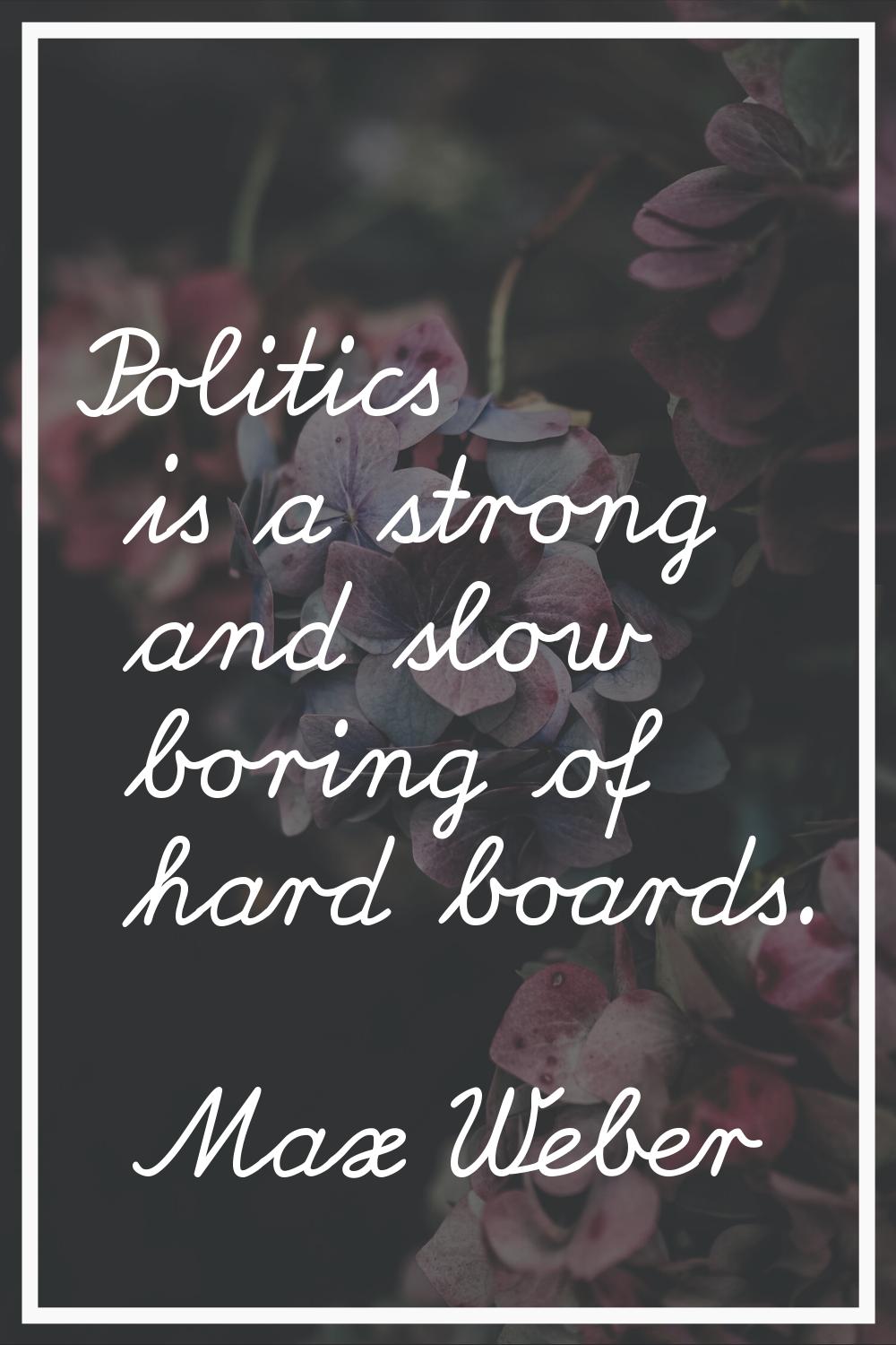 Politics is a strong and slow boring of hard boards.