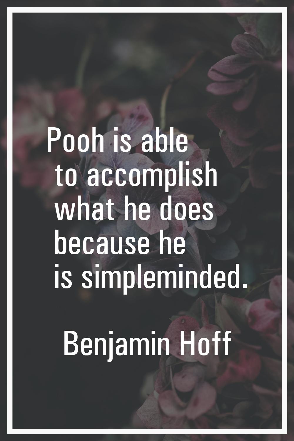 Pooh is able to accomplish what he does because he is simpleminded.