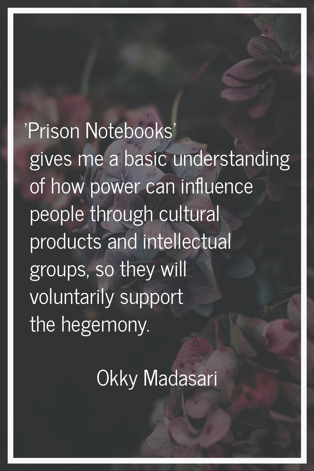 'Prison Notebooks' gives me a basic understanding of how power can influence people through cultura
