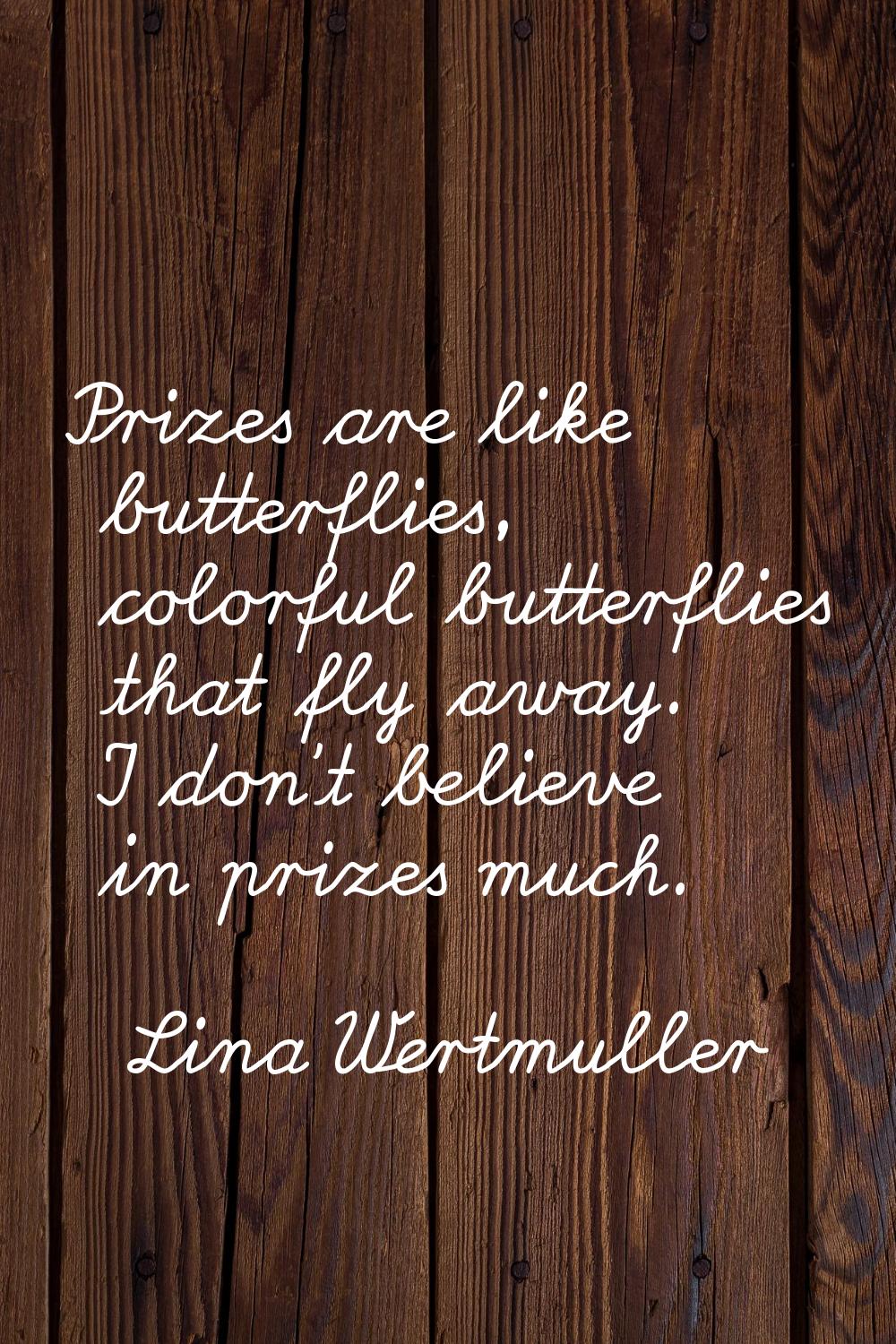 Prizes are like butterflies, colorful butterflies that fly away. I don't believe in prizes much.