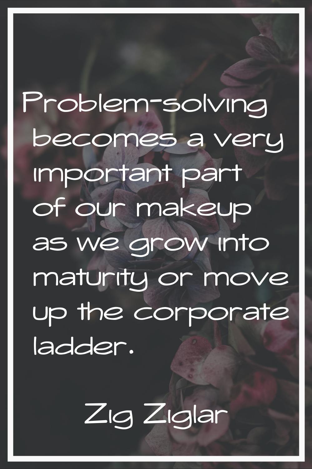 Problem-solving becomes a very important part of our makeup as we grow into maturity or move up the
