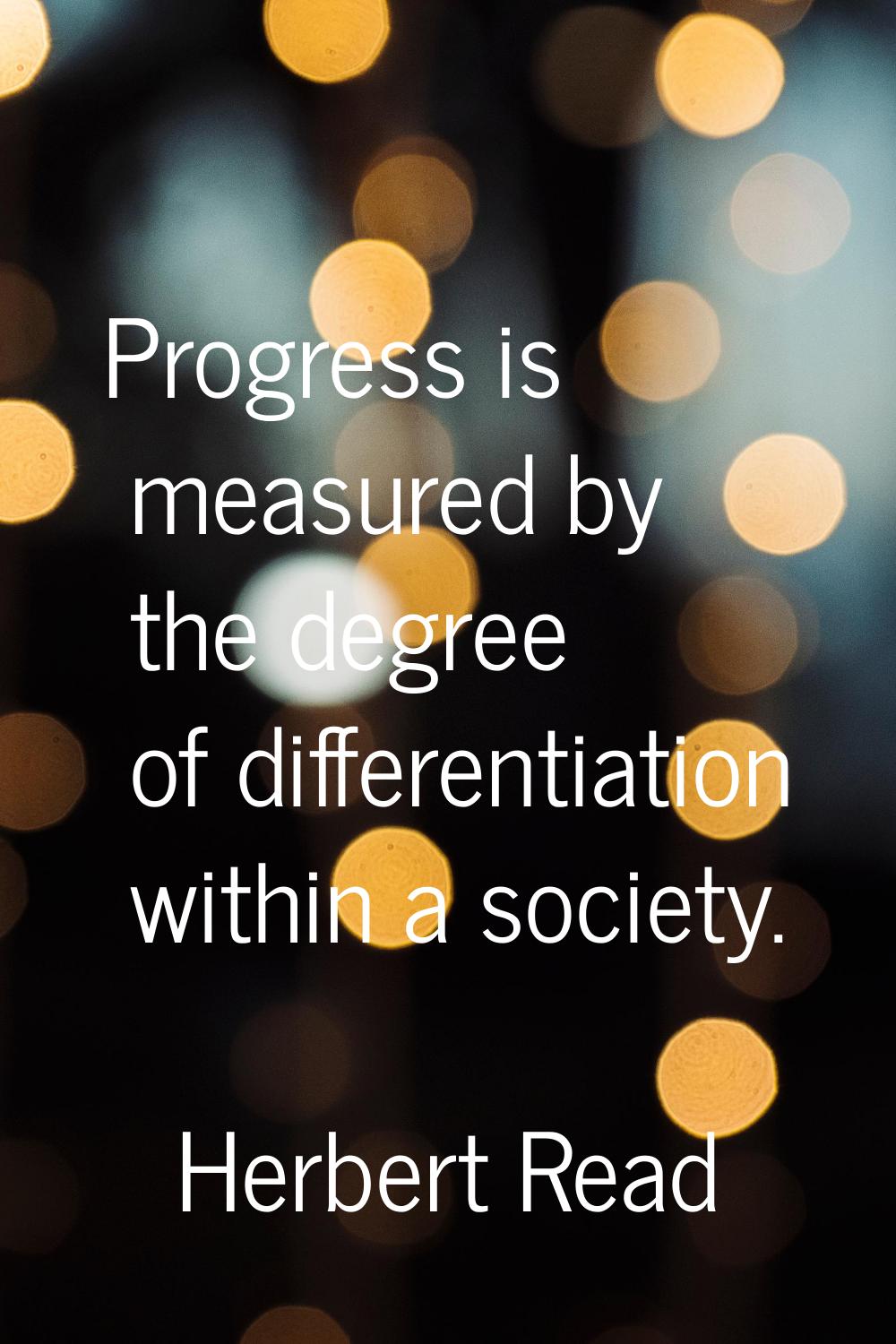 Progress is measured by the degree of differentiation within a society.