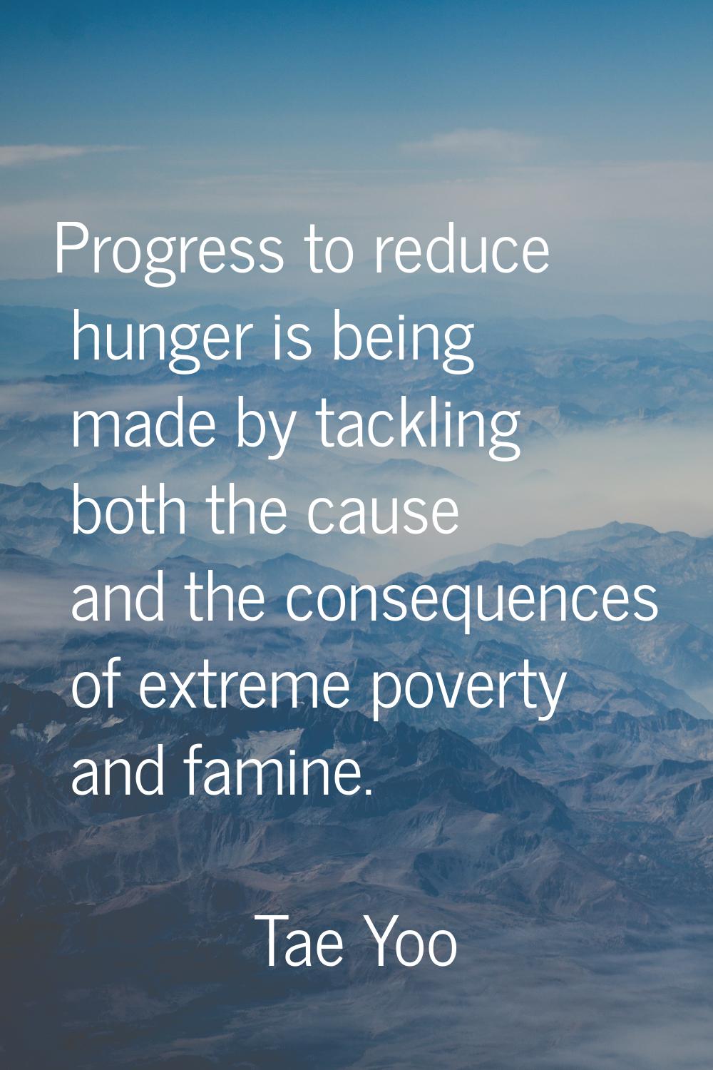 Progress to reduce hunger is being made by tackling both the cause and the consequences of extreme 