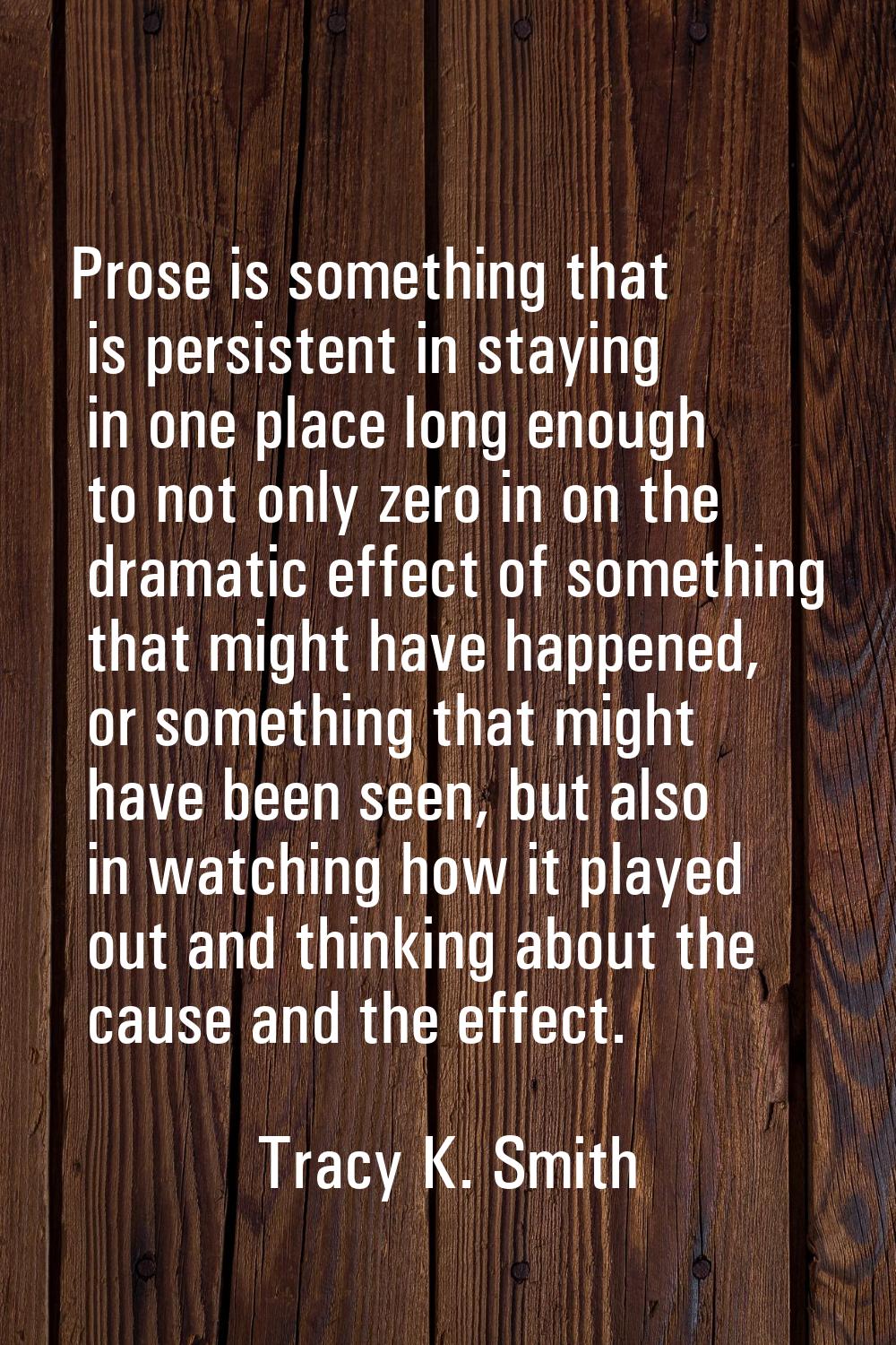Prose is something that is persistent in staying in one place long enough to not only zero in on th