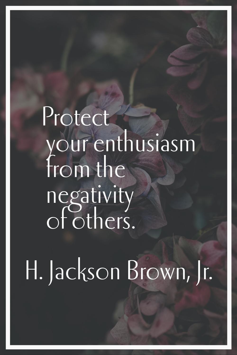 Protect your enthusiasm from the negativity of others.
