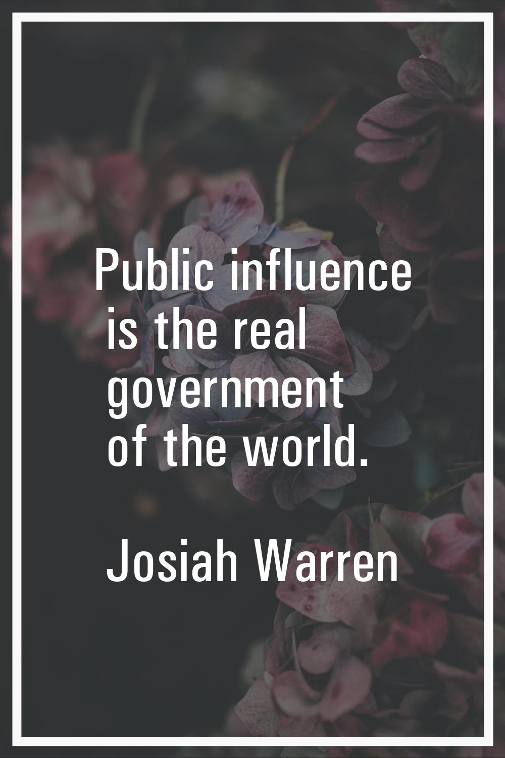 Public influence is the real government of the world.