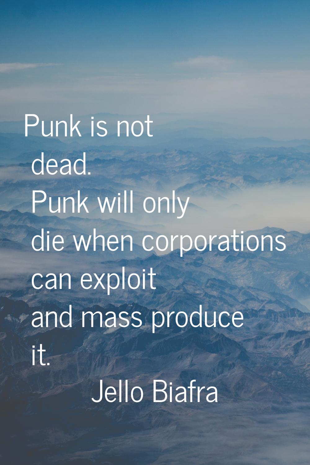 Punk is not dead. Punk will only die when corporations can exploit and mass produce it.