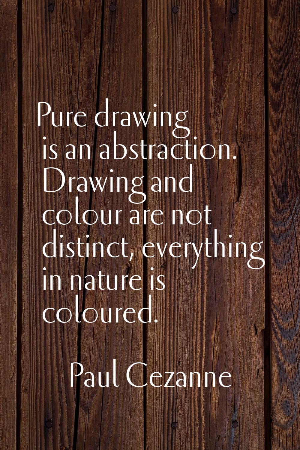 Pure drawing is an abstraction. Drawing and colour are not distinct, everything in nature is colour