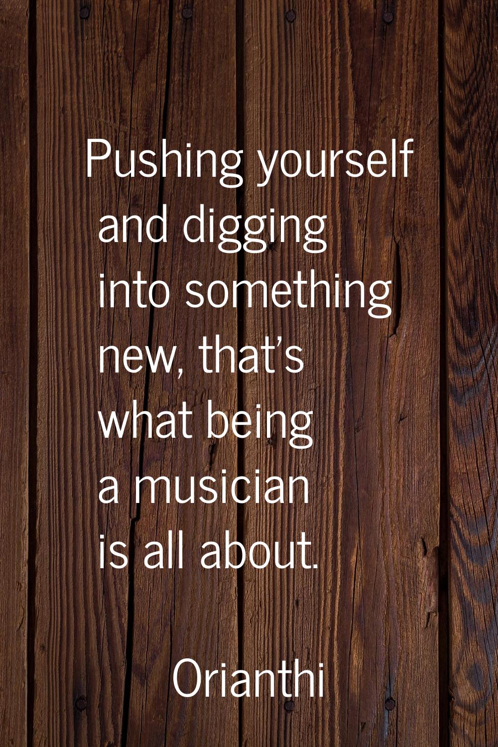 Pushing yourself and digging into something new, that's what being a musician is all about.