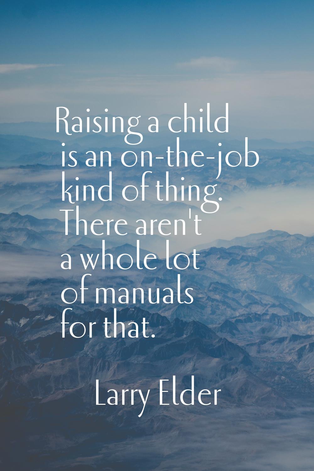 Raising a child is an on-the-job kind of thing. There aren't a whole lot of manuals for that.