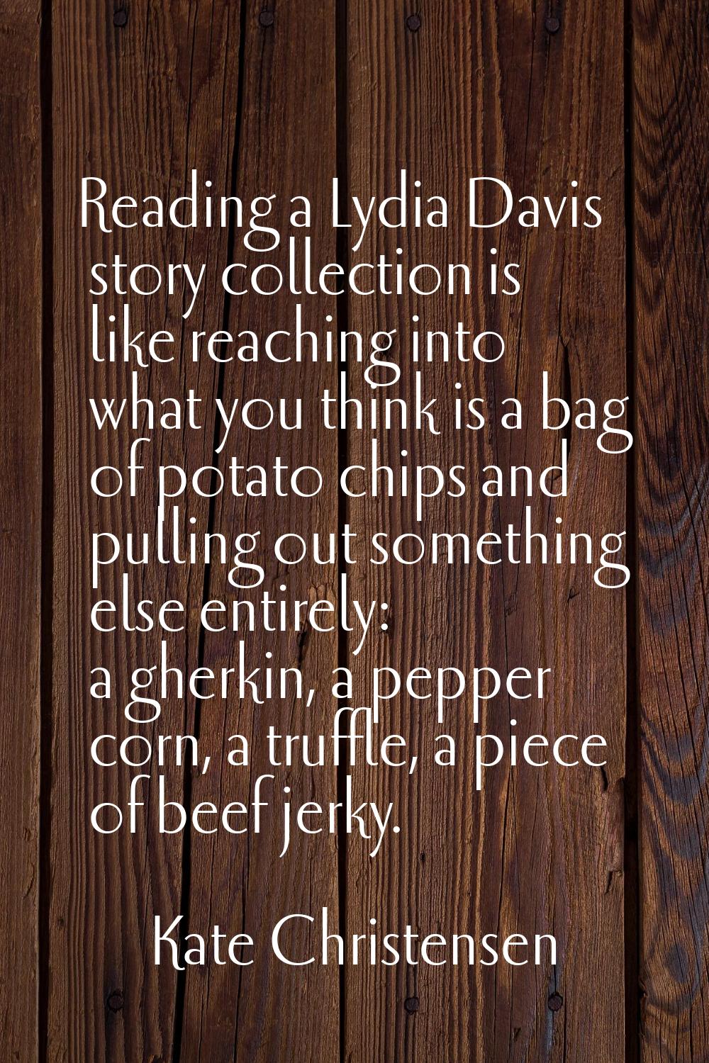 Reading a Lydia Davis story collection is like reaching into what you think is a bag of potato chip
