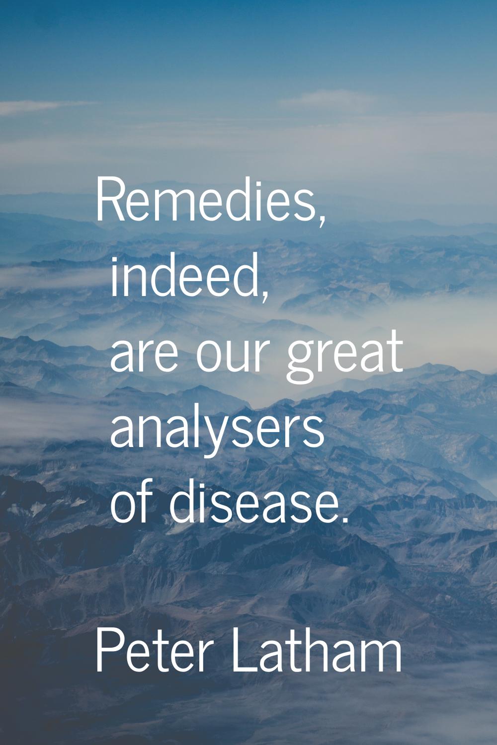 Remedies, indeed, are our great analysers of disease.
