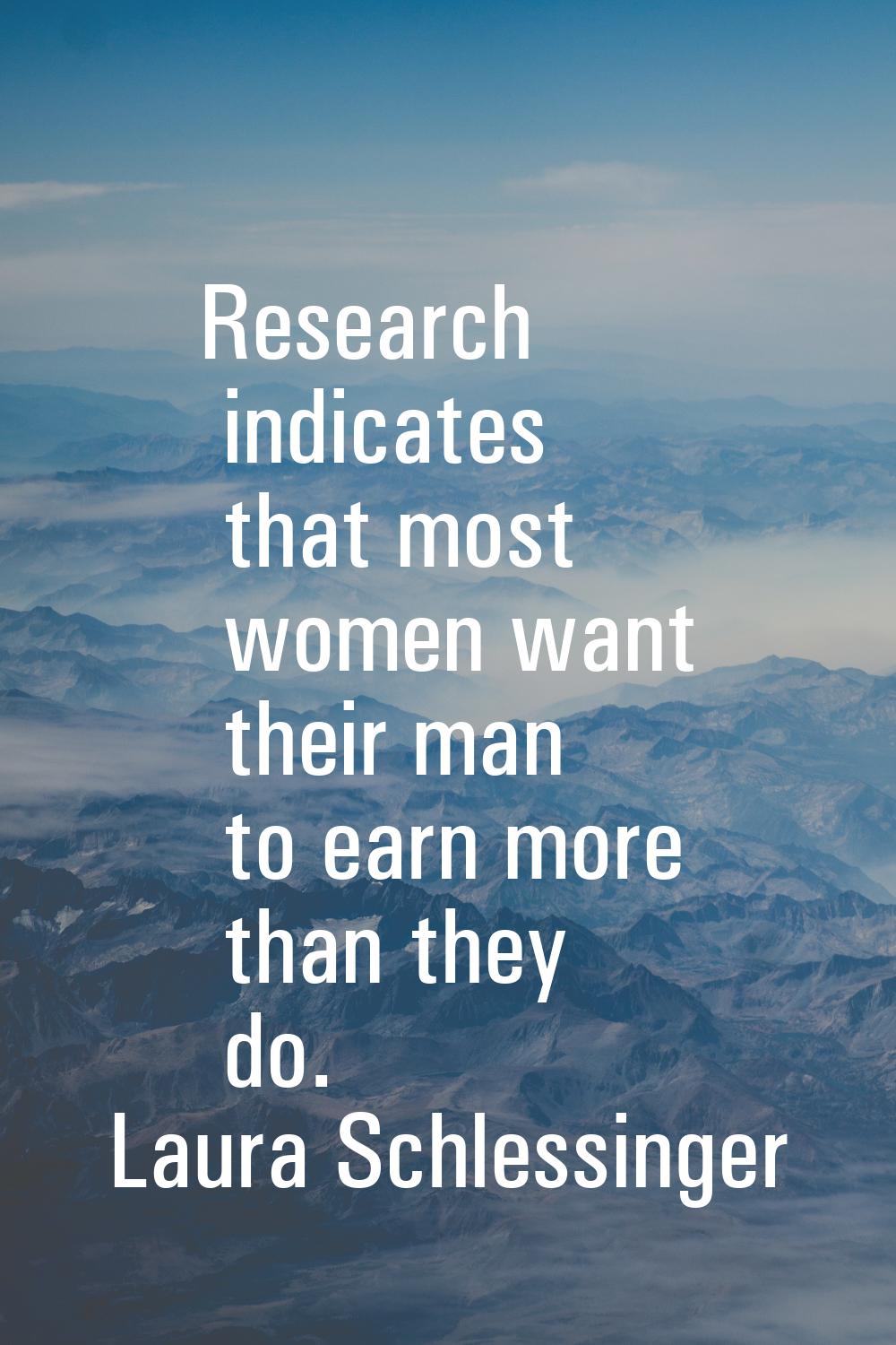 Research indicates that most women want their man to earn more than they do.