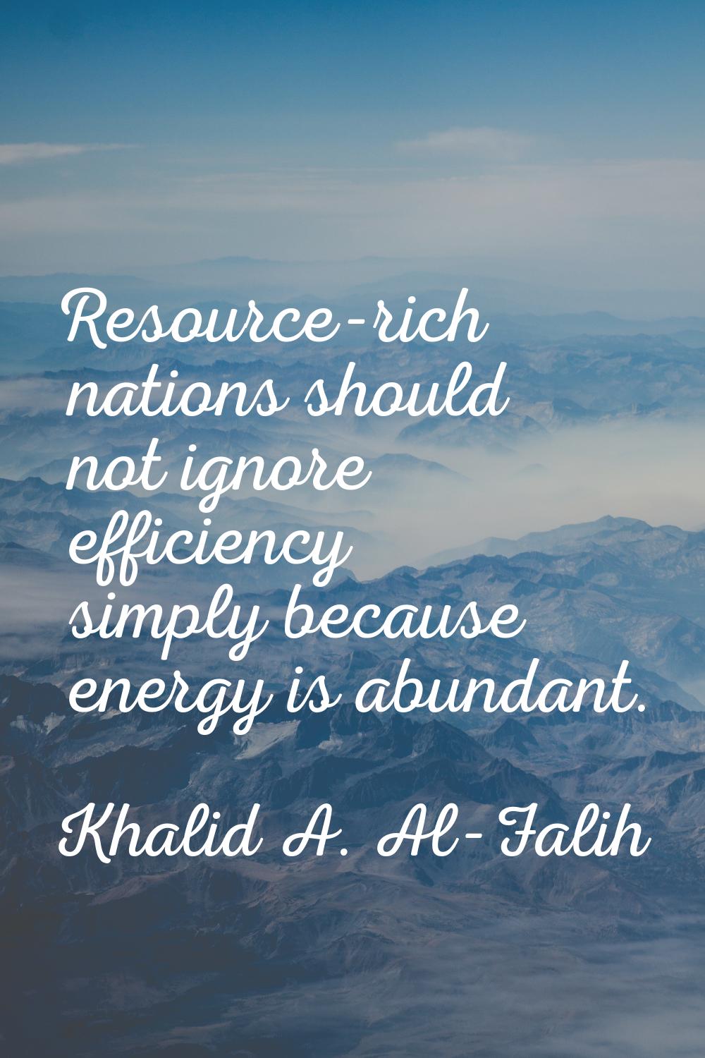 Resource-rich nations should not ignore efficiency simply because energy is abundant.