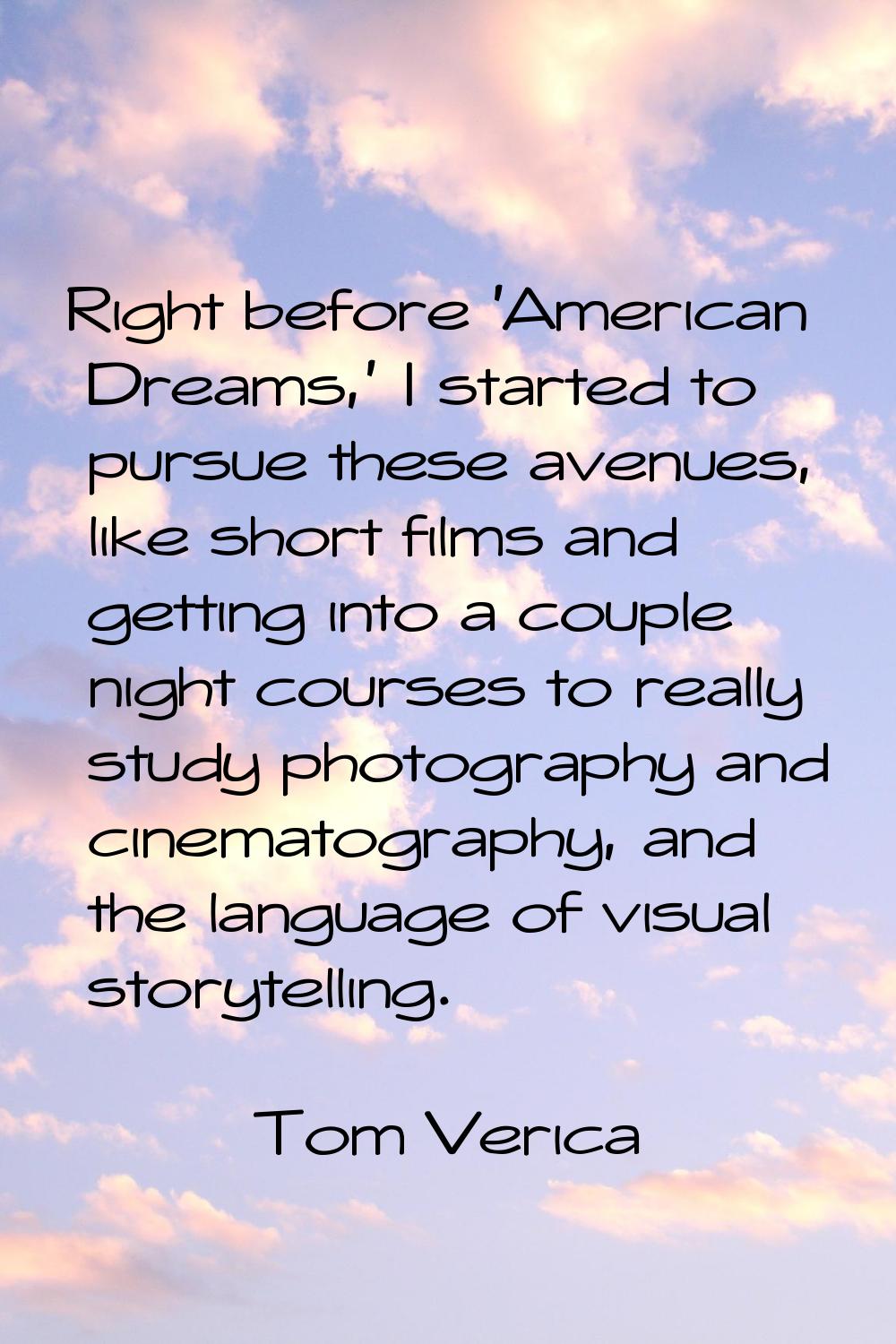 Right before 'American Dreams,' I started to pursue these avenues, like short films and getting int