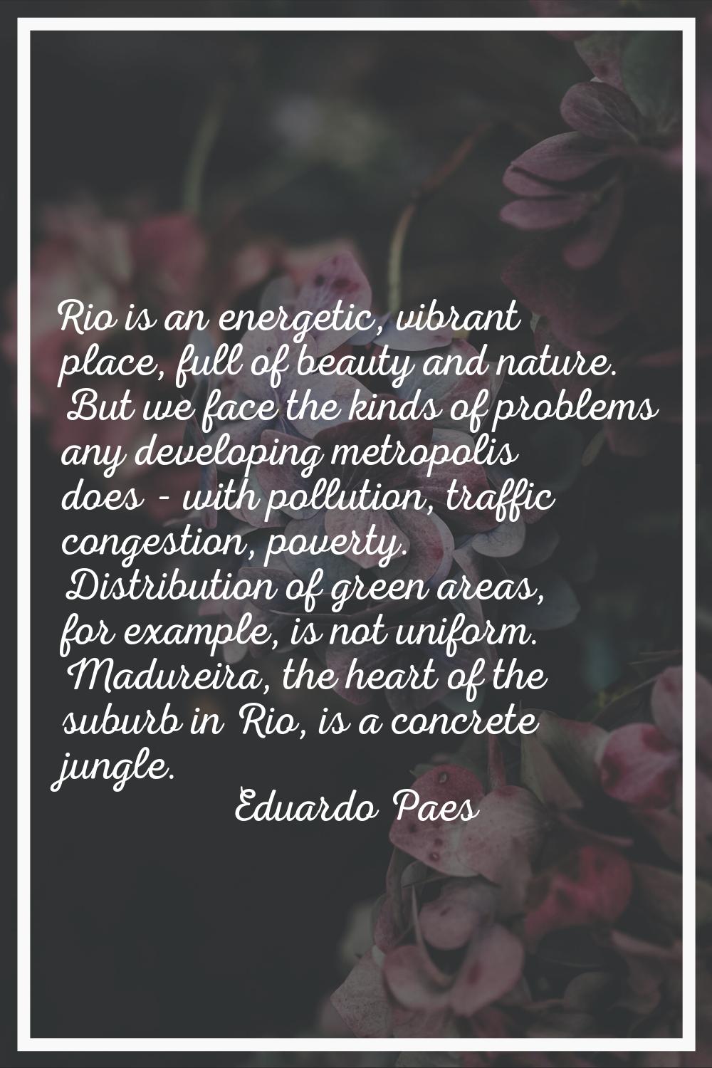 Rio is an energetic, vibrant place, full of beauty and nature. But we face the kinds of problems an