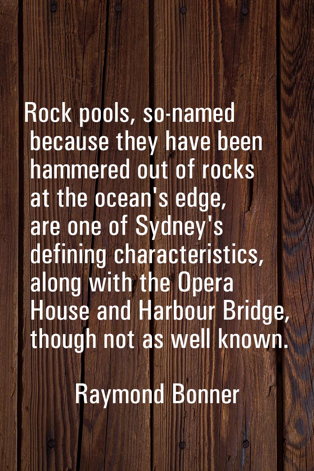 Rock pools, so-named because they have been hammered out of rocks at the ocean's edge, are one of S