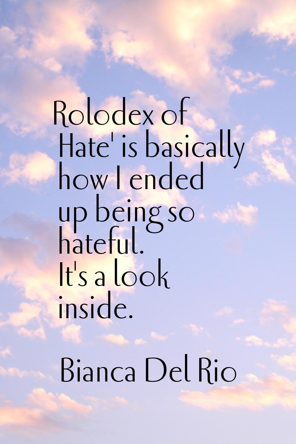 Rolodex of Hate' is basically how I ended up being so hateful. It's a look inside.