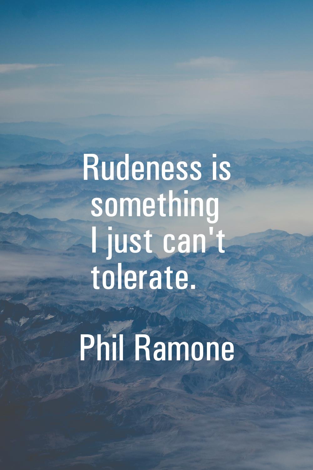 Rudeness is something I just can't tolerate.