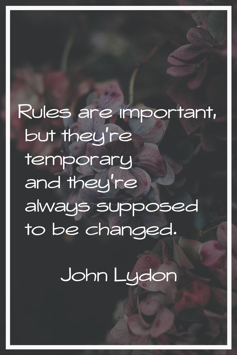 Rules are important, but they're temporary and they're always supposed to be changed.