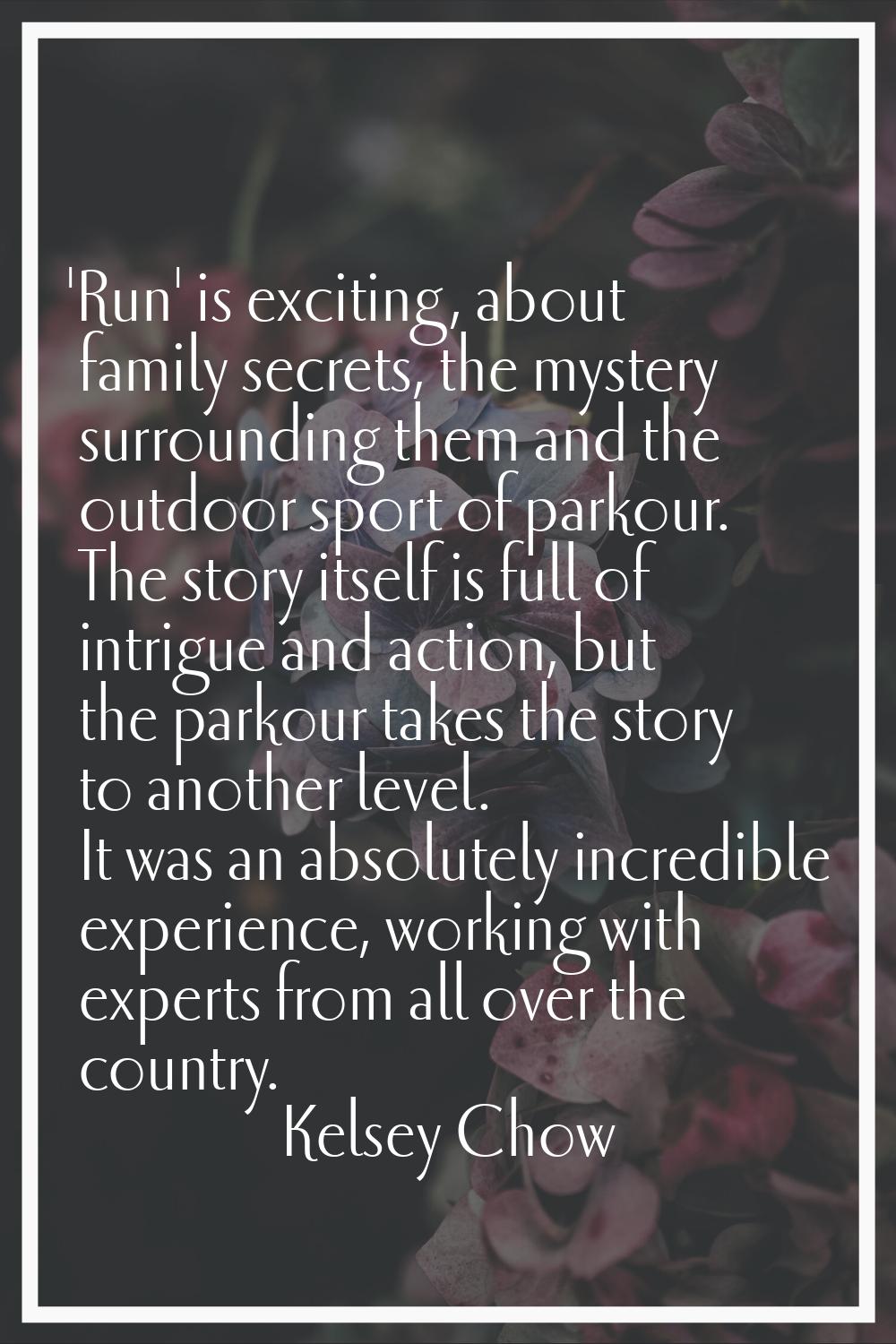 'Run' is exciting, about family secrets, the mystery surrounding them and the outdoor sport of park