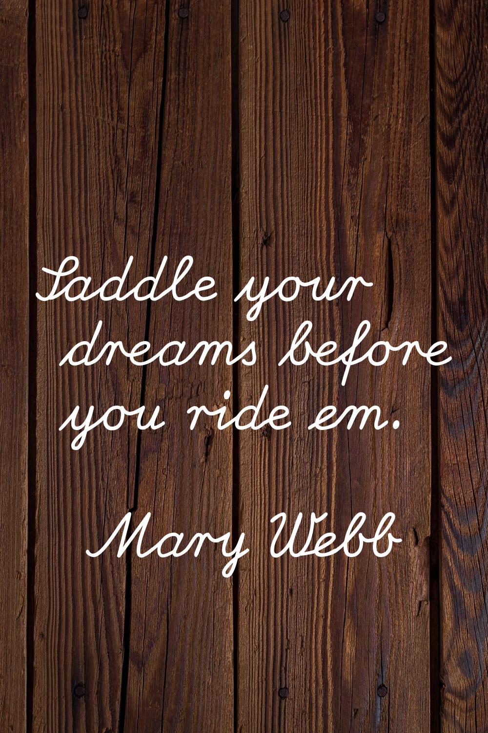 Saddle your dreams before you ride em.