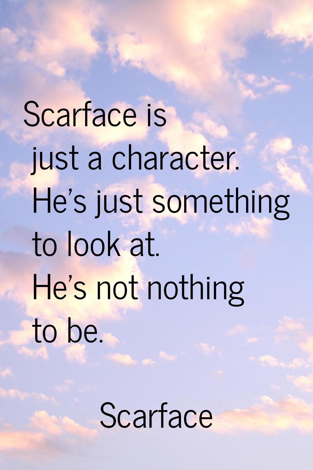 Scarface is just a character. He's just something to look at. He's not nothing to be.