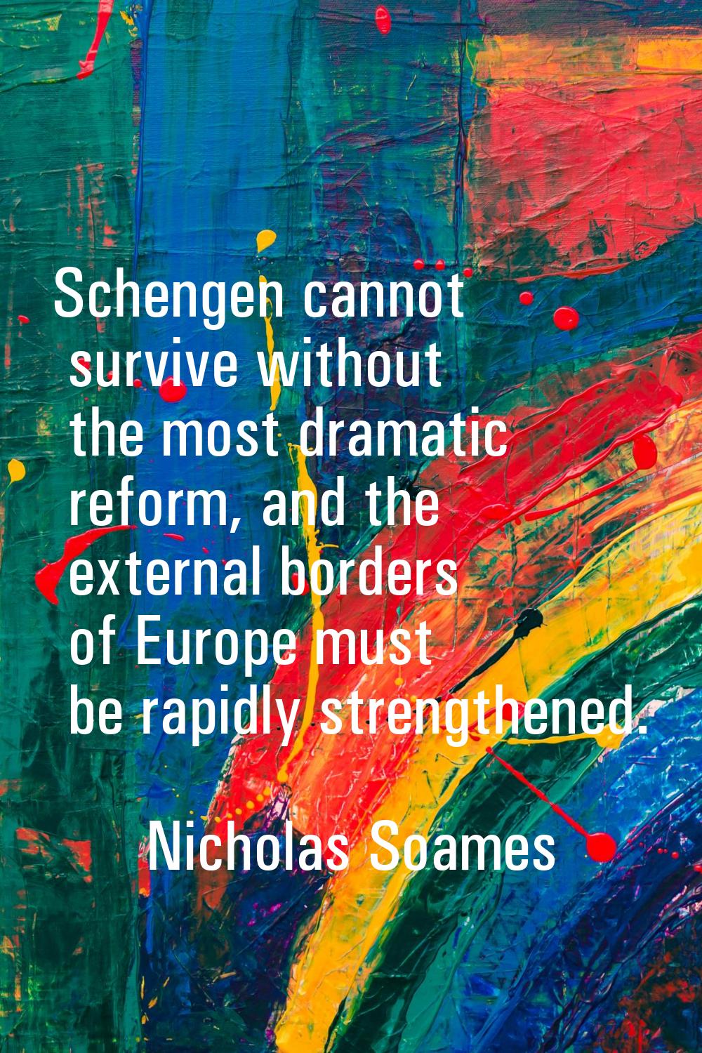 Schengen cannot survive without the most dramatic reform, and the external borders of Europe must b