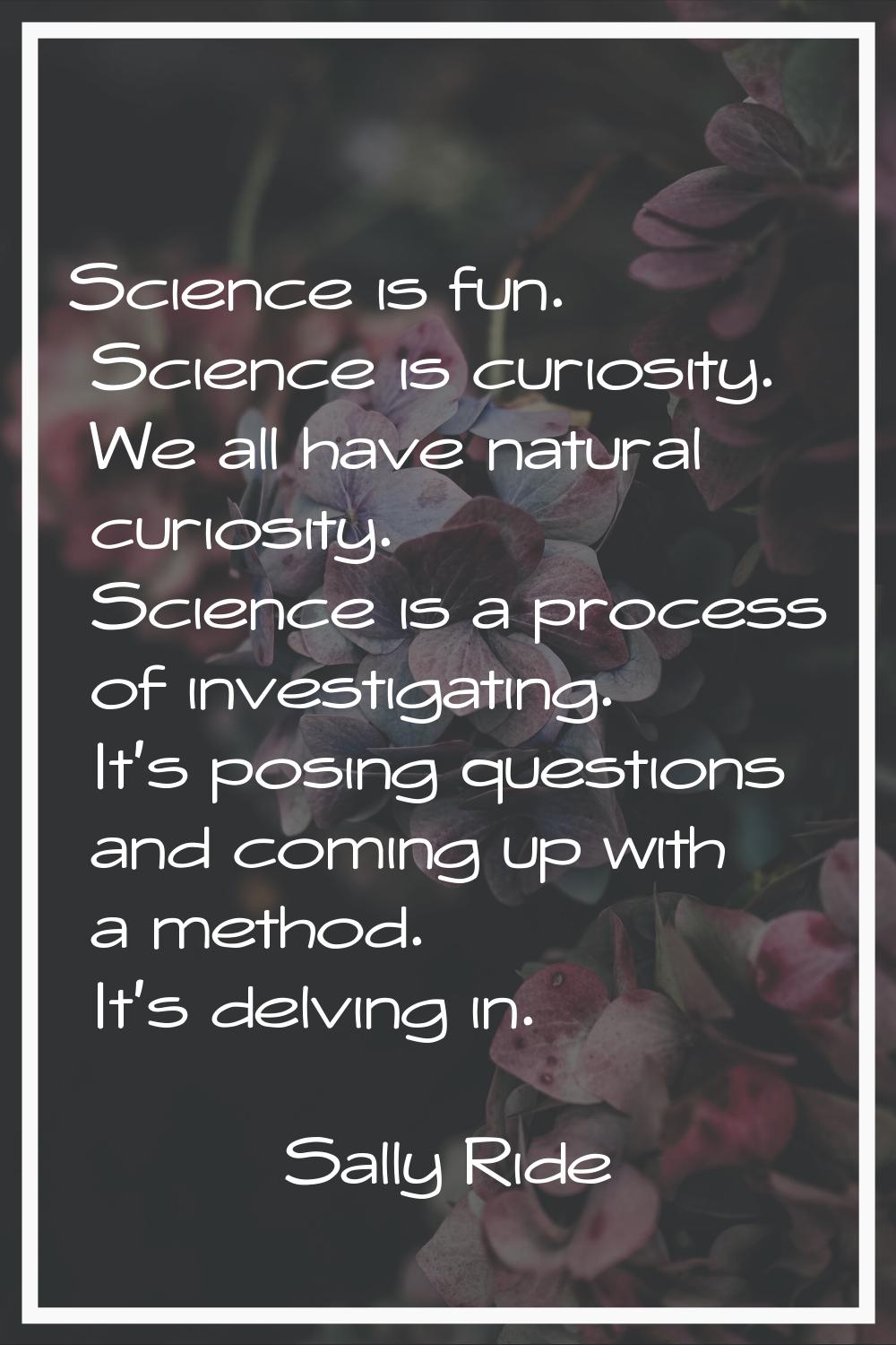 Science is fun. Science is curiosity. We all have natural curiosity. Science is a process of invest