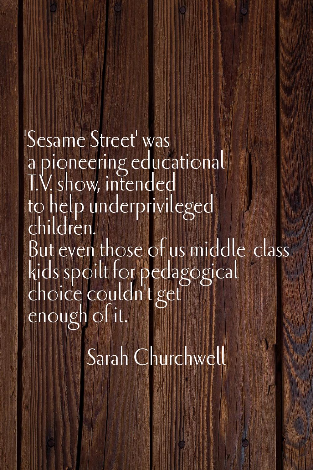 'Sesame Street' was a pioneering educational T.V. show, intended to help underprivileged children. 