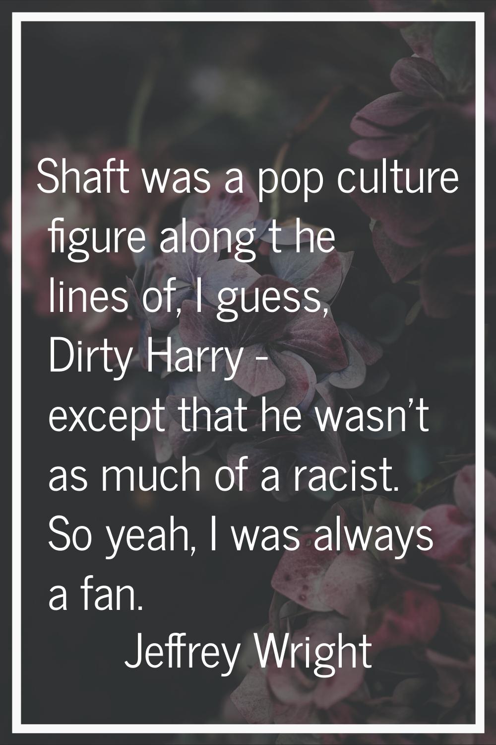 Shaft was a pop culture figure along t he lines of, I guess, Dirty Harry - except that he wasn't as