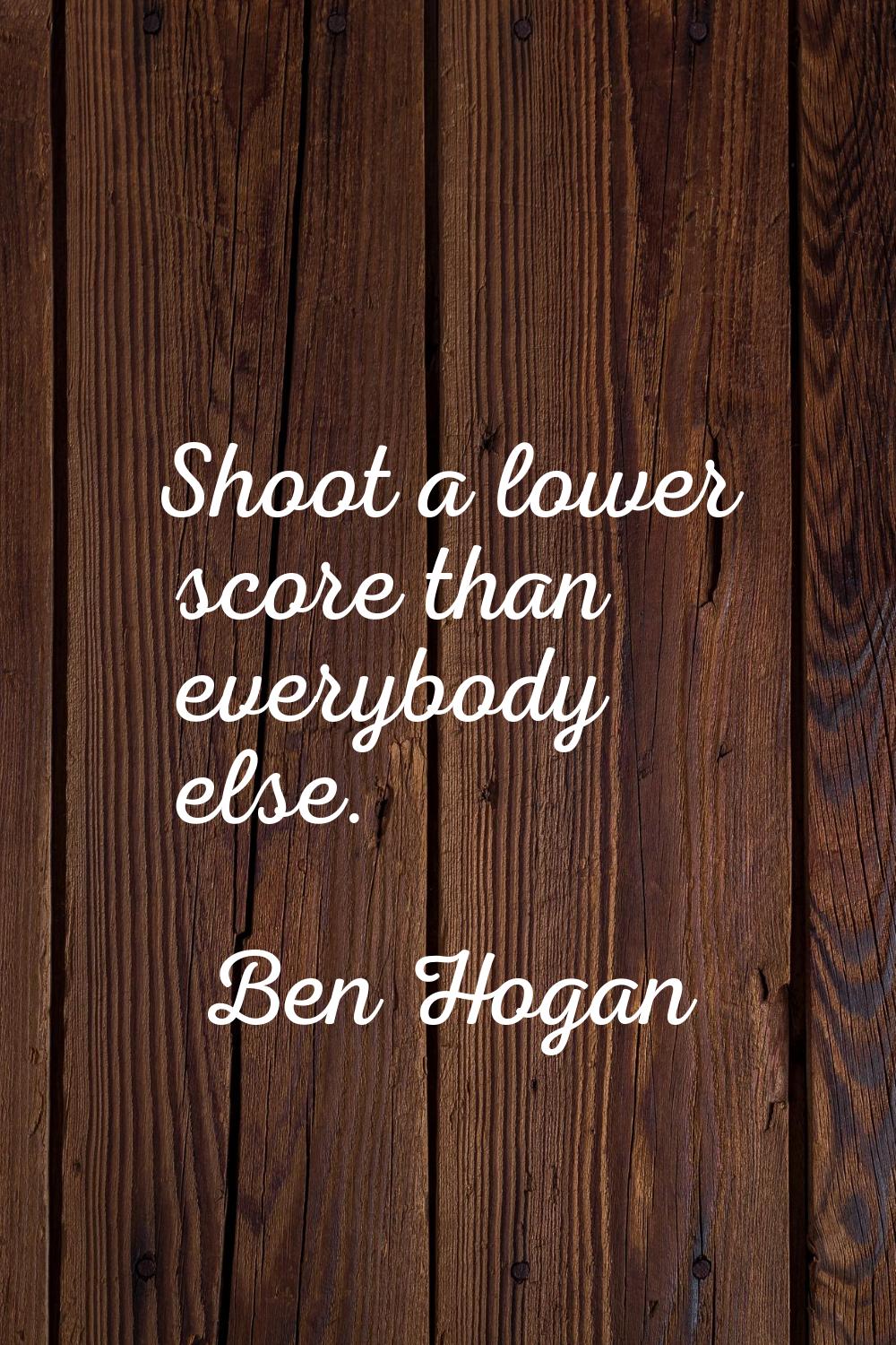 Shoot a lower score than everybody else.