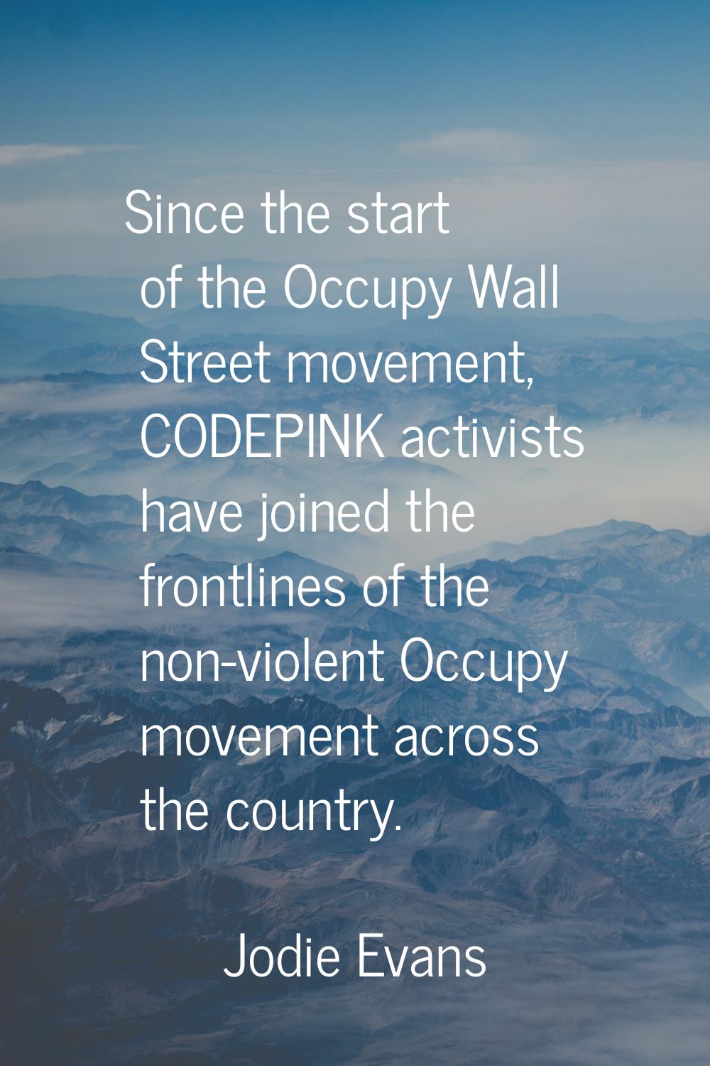 Since the start of the Occupy Wall Street movement, CODEPINK activists have joined the frontlines o