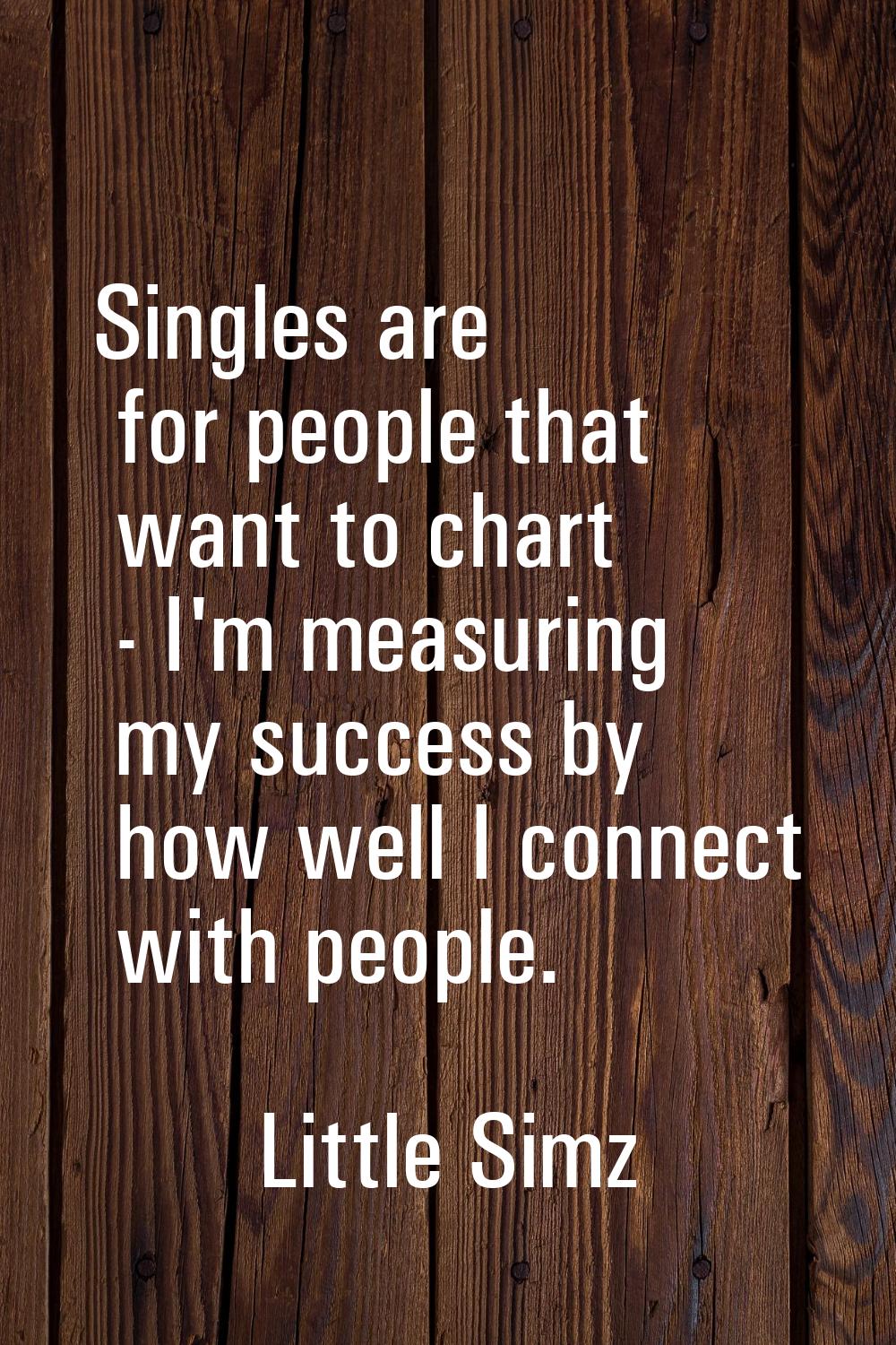 Singles are for people that want to chart - I'm measuring my success by how well I connect with peo