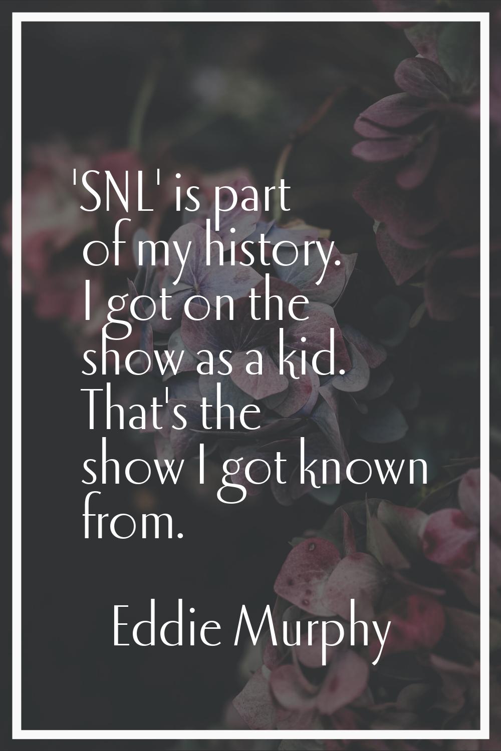 'SNL' is part of my history. I got on the show as a kid. That's the show I got known from.