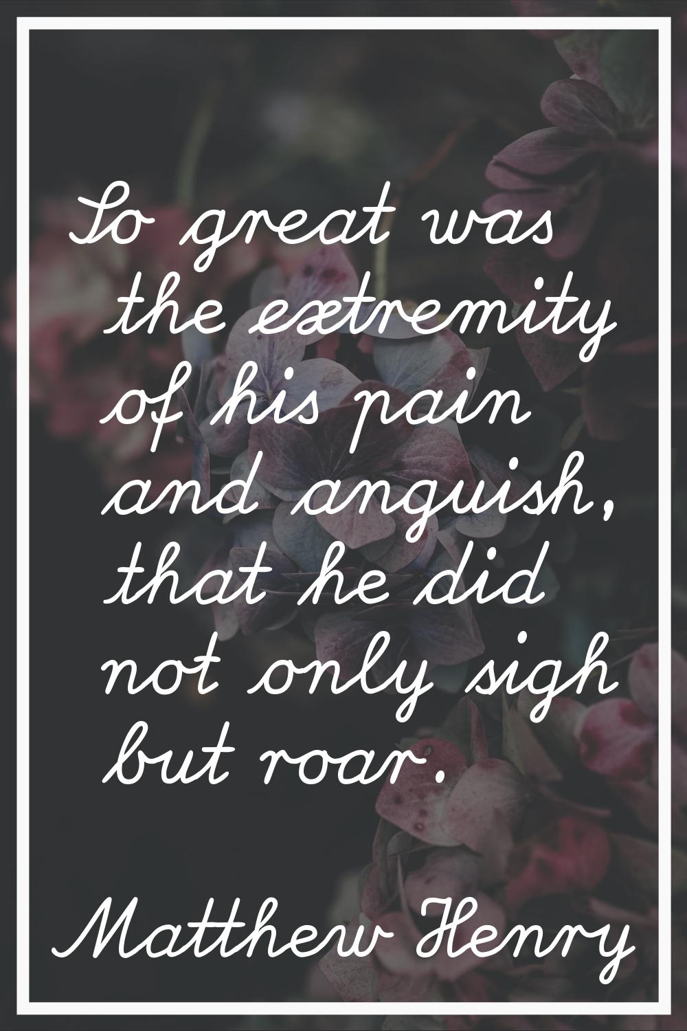 So great was the extremity of his pain and anguish, that he did not only sigh but roar.