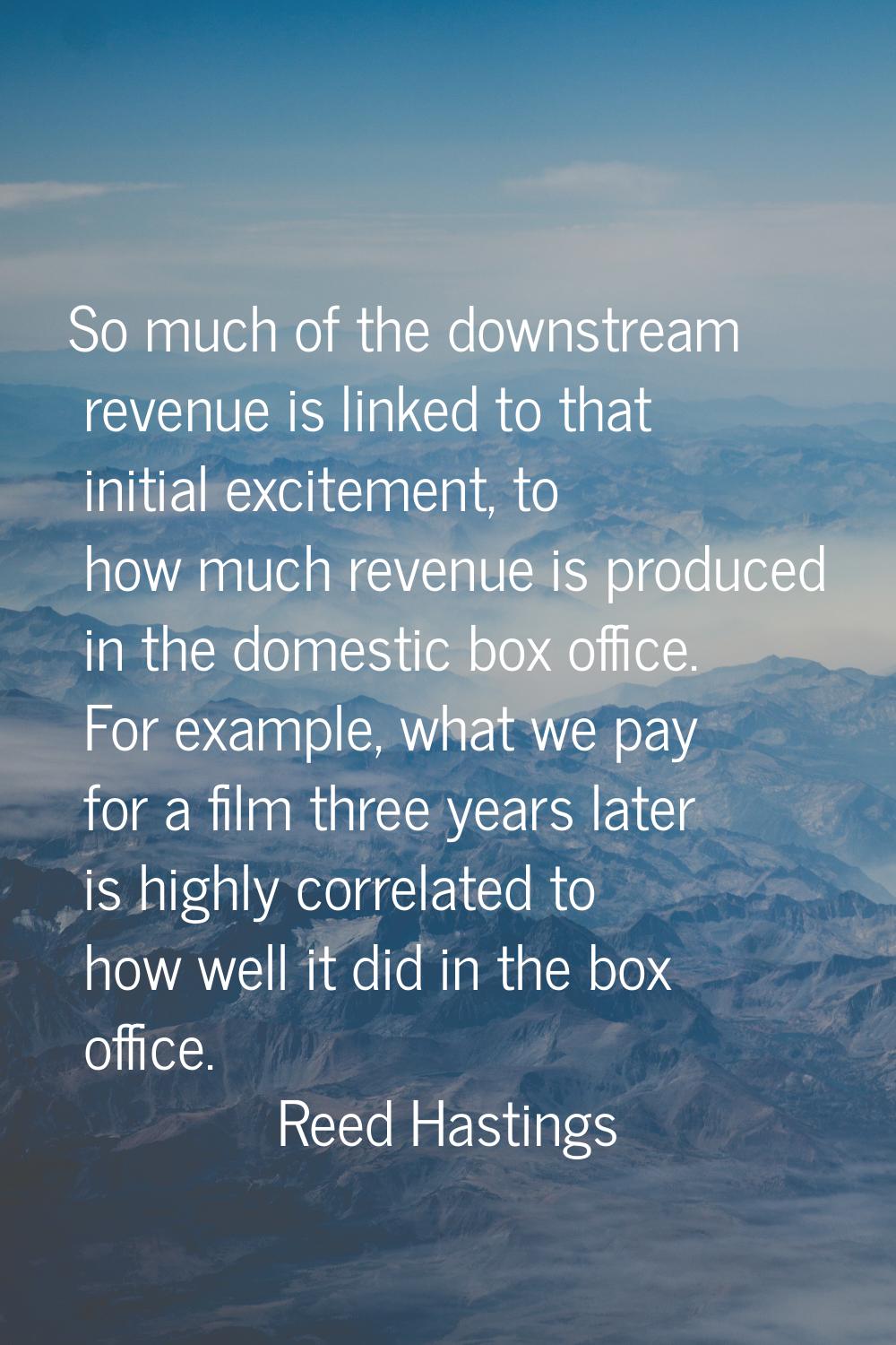 So much of the downstream revenue is linked to that initial excitement, to how much revenue is prod
