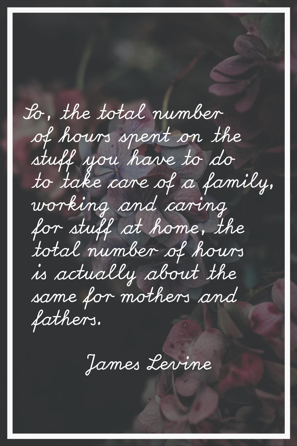 So, the total number of hours spent on the stuff you have to do to take care of a family, working a