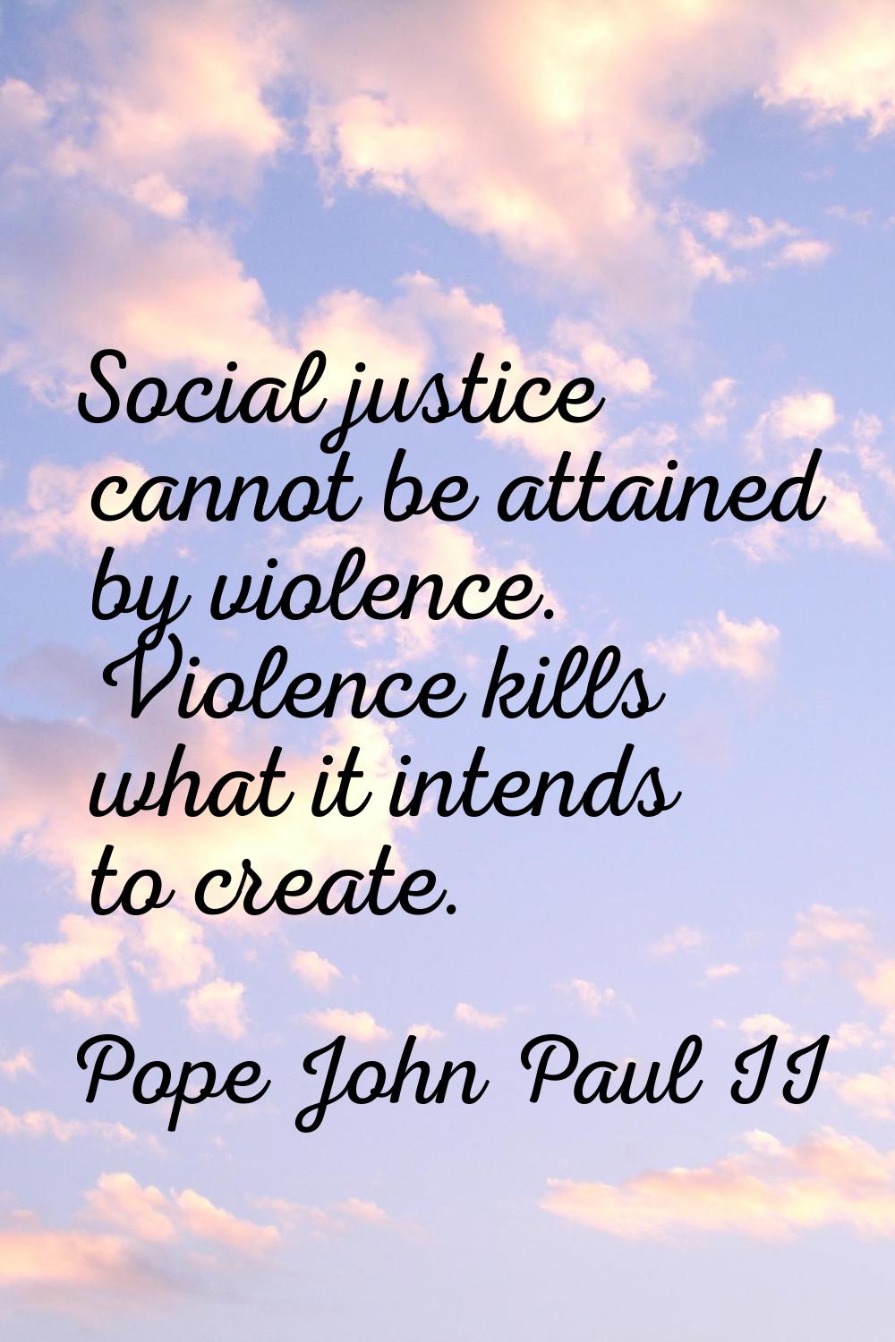 Social justice cannot be attained by violence. Violence kills what it intends to create.