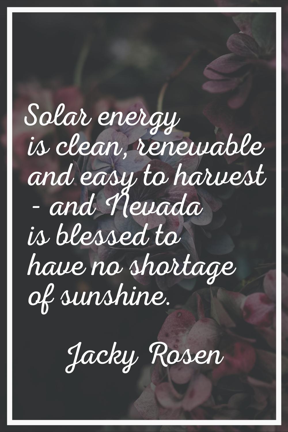 Solar energy is clean, renewable and easy to harvest - and Nevada is blessed to have no shortage of