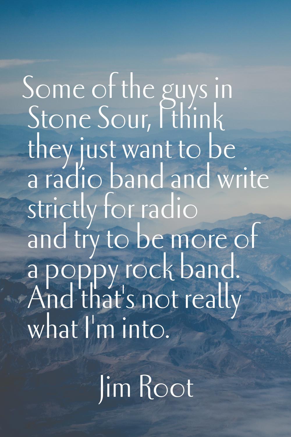 Some of the guys in Stone Sour, I think they just want to be a radio band and write strictly for ra