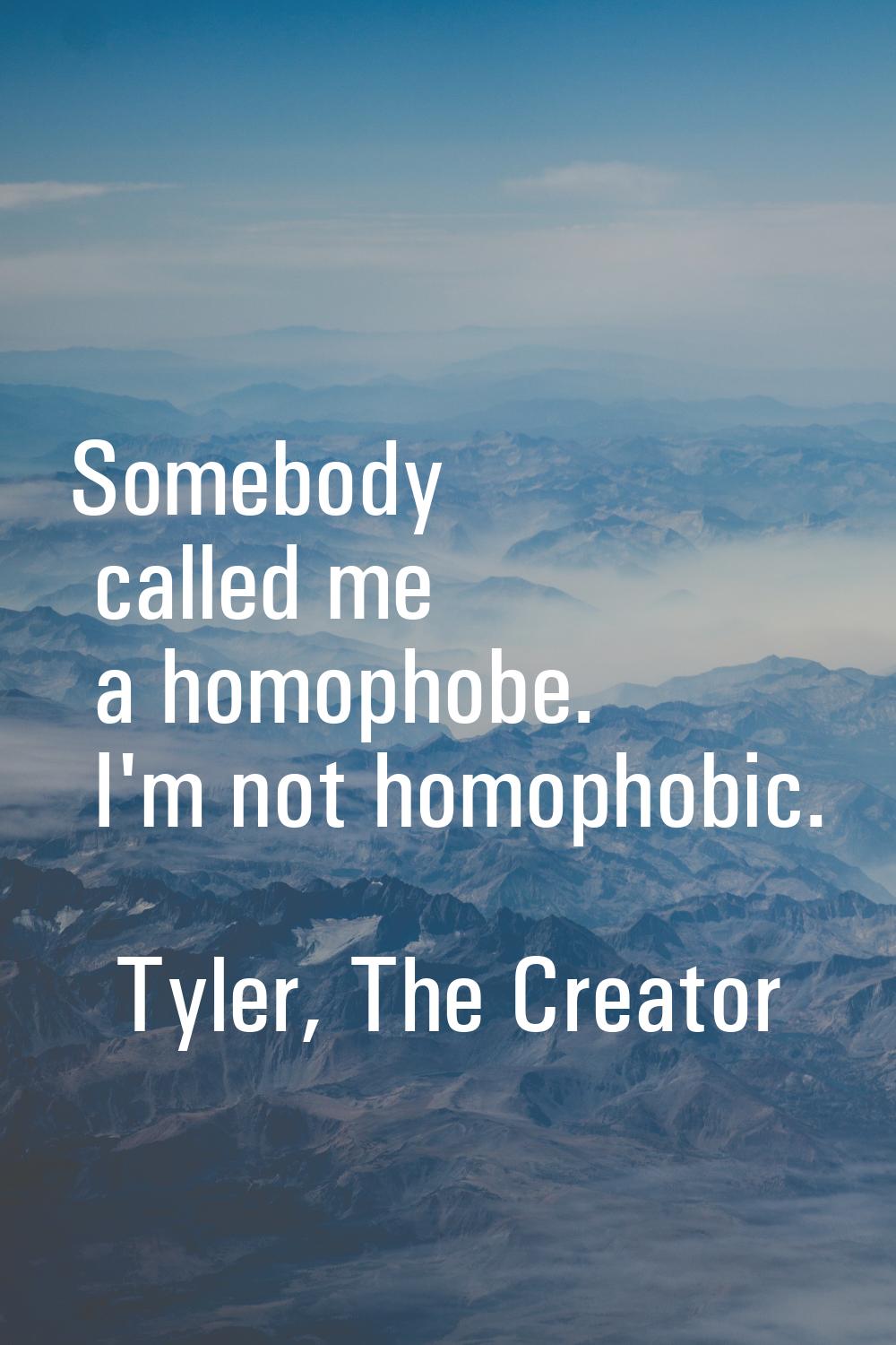 Somebody called me a homophobe. I'm not homophobic.